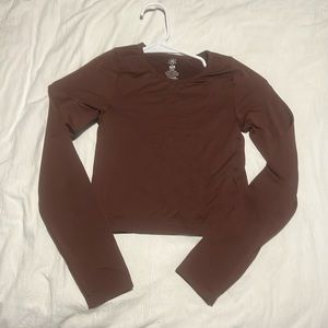 Aura spandex brown long sleeve shirt